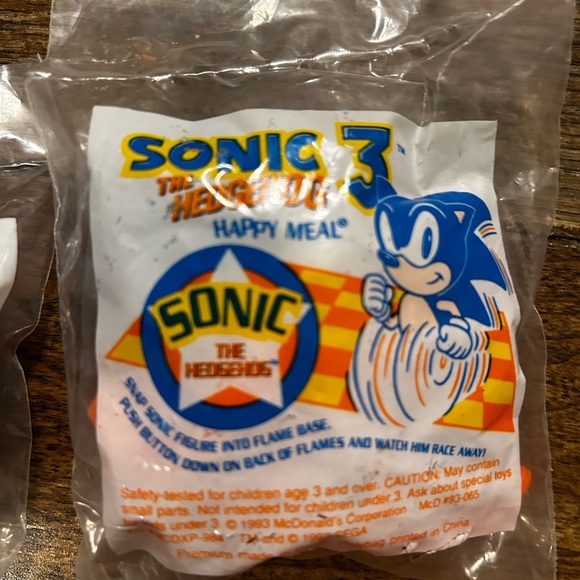 NWT (lot of 2) 1993 Sonic the Hedgehog 3 McDonalds Happy Meal Toy - Picture 3 of 5